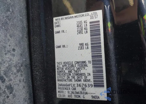 2018 Nissan Maxima 3.5 Sl из США, поврежденный, VIN 1N4AA6AP1JC367639